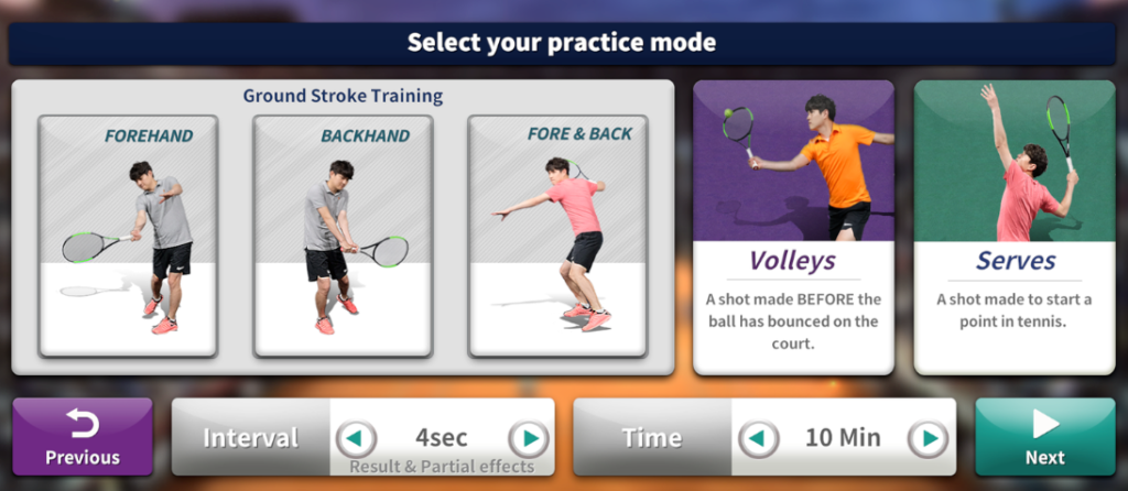 tennis simulator screen example
